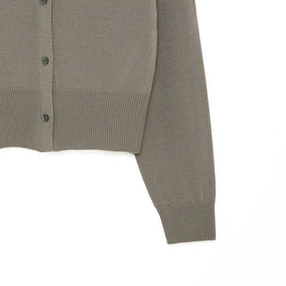Round neck cropped knit cardigan