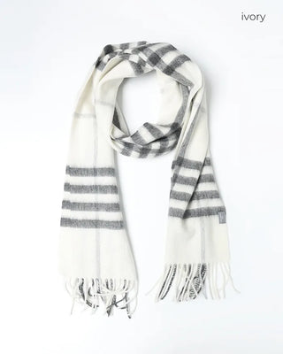 Checked wool blend scarf