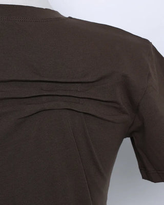 Unique pintuck semi-cropped French T-shirt