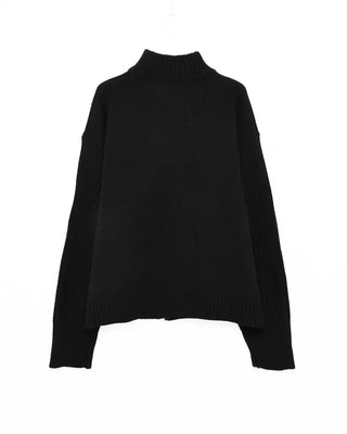 Asymmetrical pleated knit zip-up
