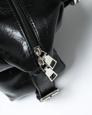Double rivet belt leather tote bag