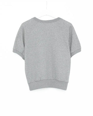 Henley neck short-sleeved sweatshirt