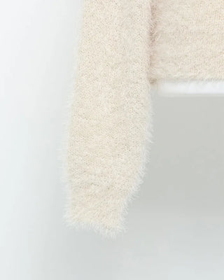 Asymmetrical cropped shaggy knit