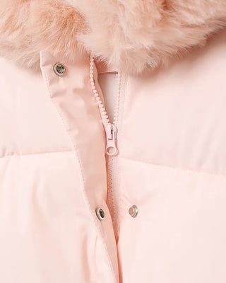 Fur-hooded down jacket