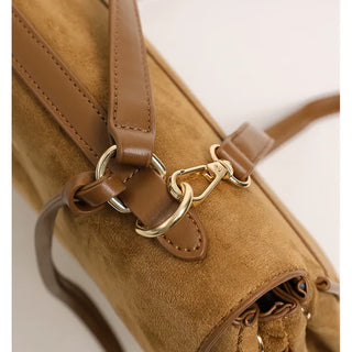 Suede-style square shoulder bag