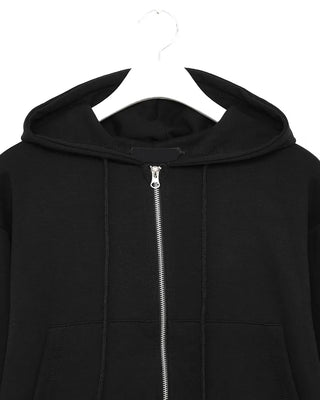Cropped double-zip hoodie