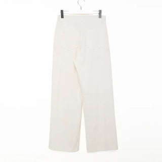 Double-pleated wide cotton pants