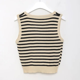 Striped knit sleeveless knit