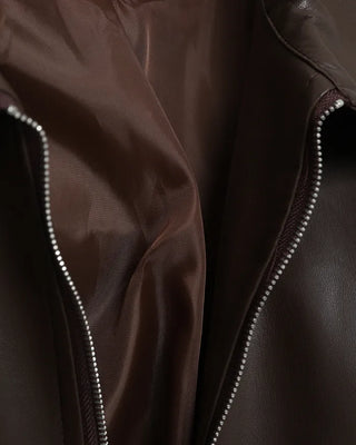 Loose-fit leather jacket