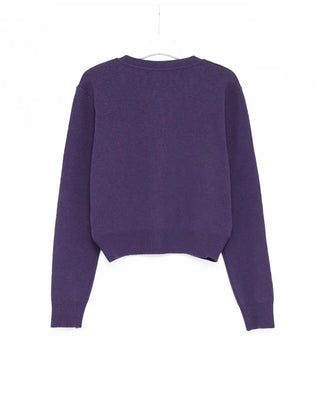 Round neck marble button basic cardigan
