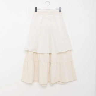 Ribbon long tiered skirt