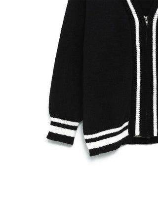 Two-tone cardigan and shorts set