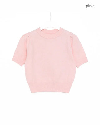 Puff Basic Round Neck Short Sleeve Knit