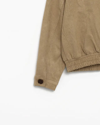 Point button zip fly suede blouson