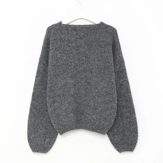 Loose-fitting button-up wool cardigan