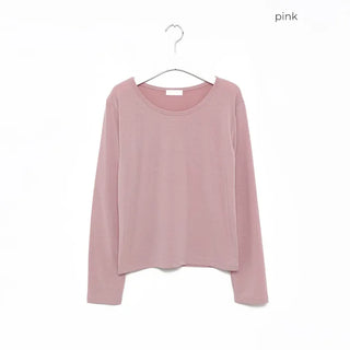Jewel neck long T-shirt