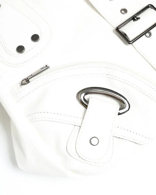 2-Way Belt Studded Leather Big Tote Bag
