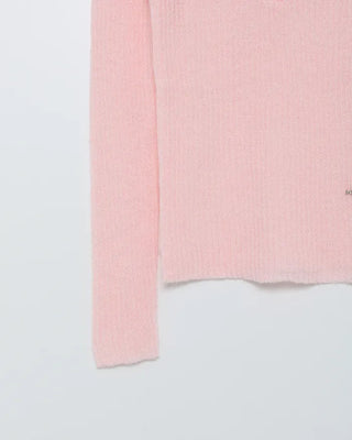 Henley neck sheer ribbed knit