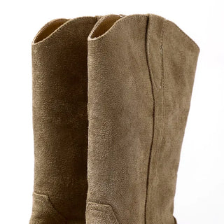 Suede pointed-toe half boots
