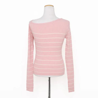 Shoulder ribbon striped knit