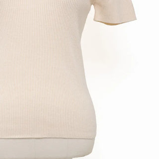Asymmetrical Ribbon Short-Sleeve Knit