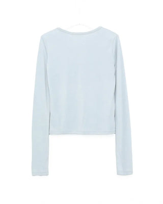 Simple long-sleeved T-shirt with half buttons