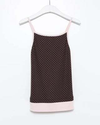 Bust Gathered Pin Dot Rib Camisole