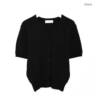 V-neck short-sleeved cardigan