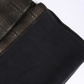 (Unisex) Fleece-lined checkered wide-leg pants