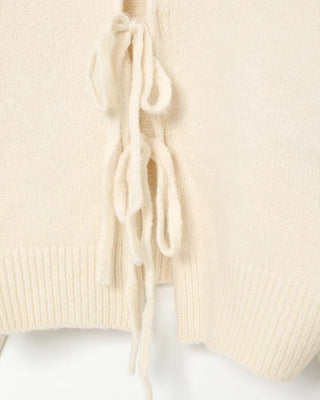 Ribbed back ribbon string long-sleeve knit