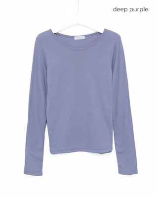 Bateau Neck Basic Long T-Shirt