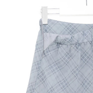 See-through tan check midi skirt