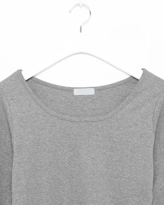 Jewel neck simple long T-shirt