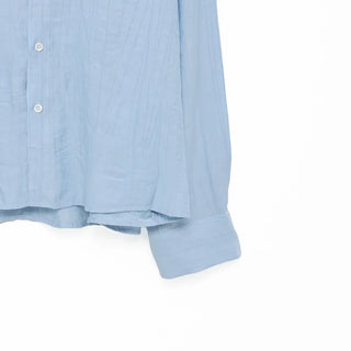 Linen-like shirred long-sleeved shirt