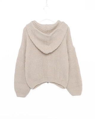 Hooded knit zip-up