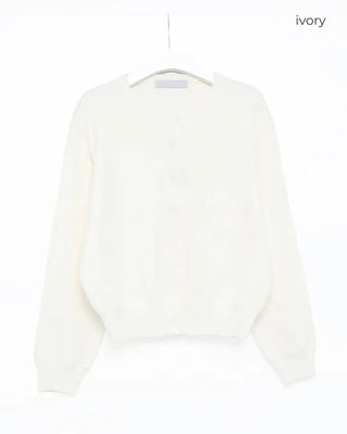 Wool round neck cardigan