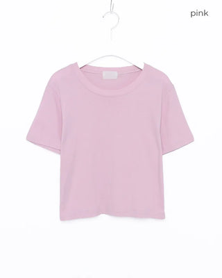 Round Simple Crop Short Sleeve T-Shirt