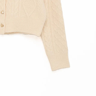 Gold heart button cable cardigan