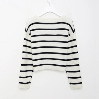 Striped double-button cardigan