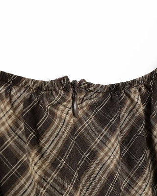 Checkered ribbon asymmetrical dress