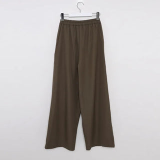 Double-pleated wide-leg slacks