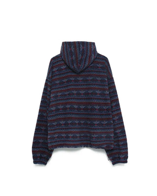 (Unisex) Ethnic Fleece Hooded Jacket with Drawstring