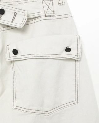 Button-back cinch flap balloon cotton pants