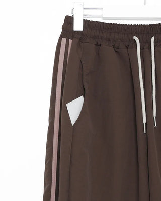 Nylon two-tone elastic waist pants