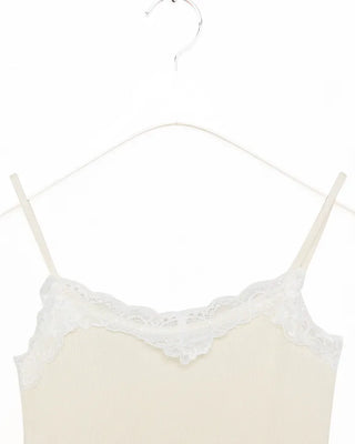 Off-shoulder knit frill camisole set