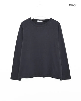 Simple round neck collar long-sleeve T-shirt