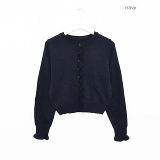Button-up ruffle knit cardigan