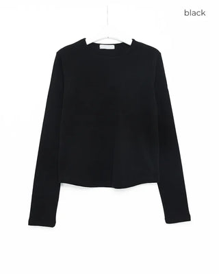 Round hem cotton long t-shirt