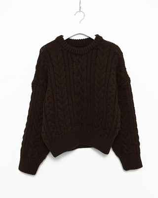 Drop Shoulder Bold Cable Crochet Sweater