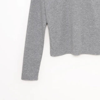 U-neck ribbed long-sleeved T-shirt